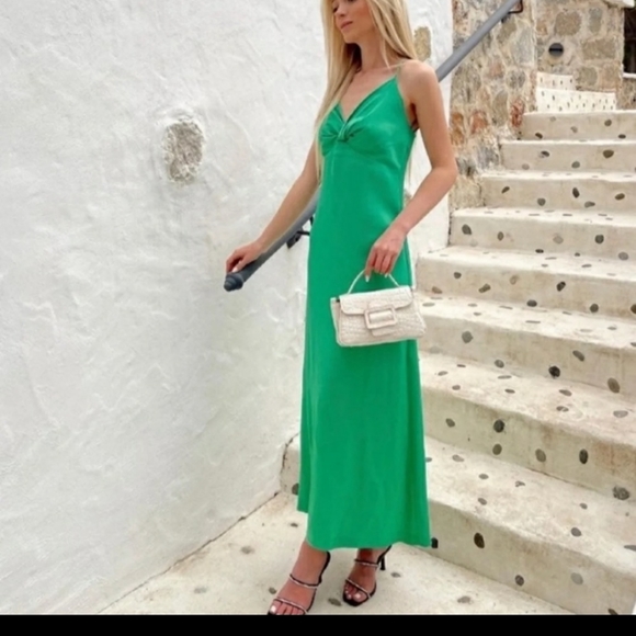 Zara Dresses & Skirts - NWT Zara Green Knotted Slip Dress